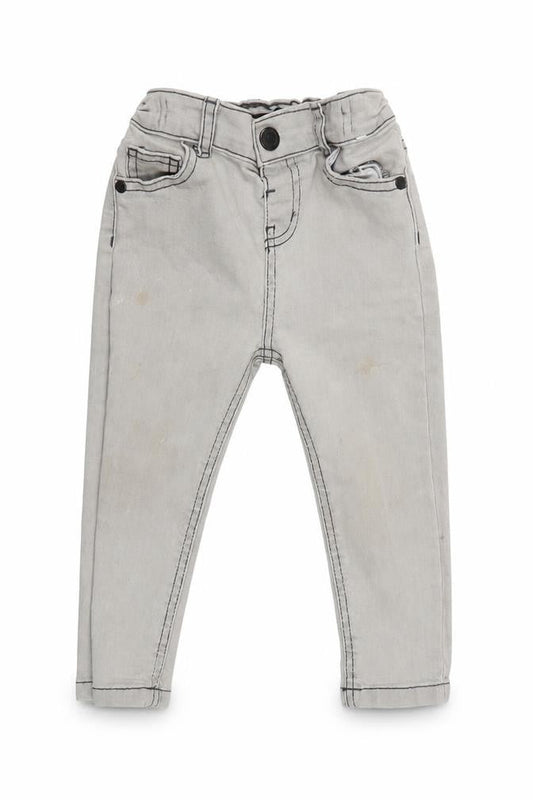 Denim & Co. Boys Grey Cotton Capri Jeans Size 18-24 Months Zip - Inside Leg 12in