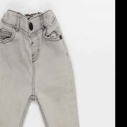 Denim & Co. Boys Grey Cotton Capri Jeans Size 18-24 Months Zip - Inside Leg 12in