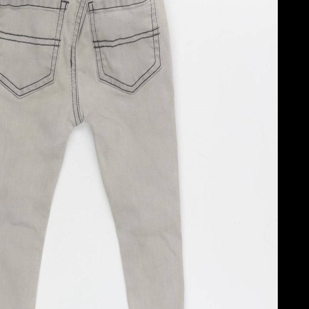 Denim & Co. Boys Grey Cotton Capri Jeans Size 18-24 Months Zip - Inside Leg 12in