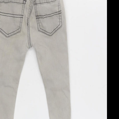 Denim & Co. Boys Grey Cotton Capri Jeans Size 18-24 Months Zip - Inside Leg 12in