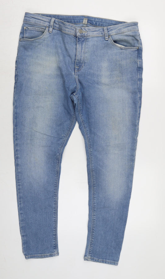 ASOS Mens Blue Cotton Blend Straight Jeans Size 38 in L30 in Regular Zip