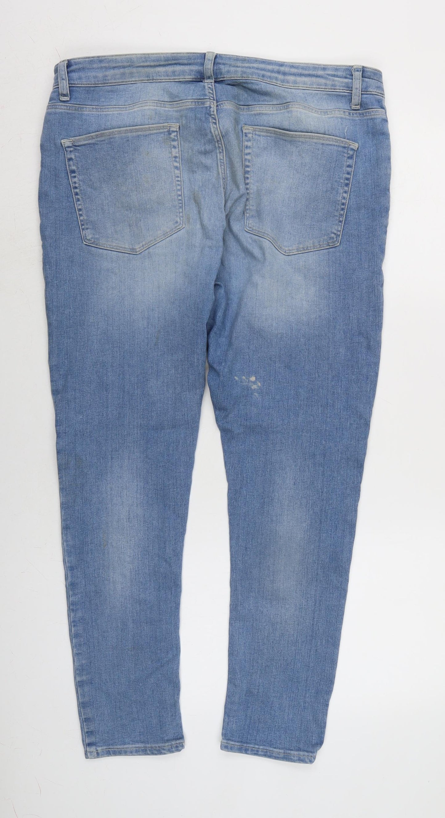 ASOS Mens Blue Cotton Blend Straight Jeans Size 38 in L30 in Regular Zip