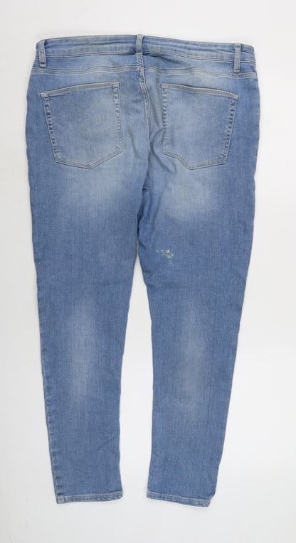 ASOS Mens Blue Cotton Blend Straight Jeans Size 38 in L30 in Regular Zip