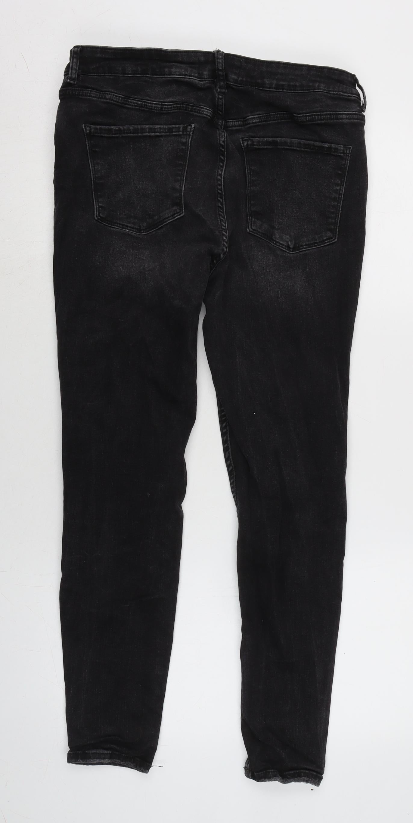 Denim & Co. Womens Grey Cotton Blend Tapered Jeans Size 16 L26 in Regular Zip