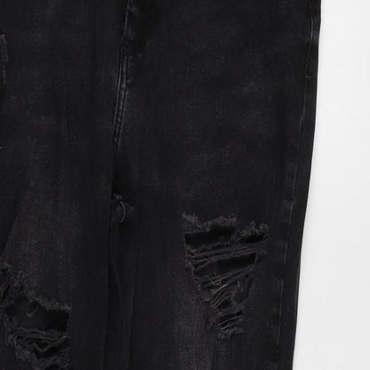 Denim & Co. Womens Grey Cotton Blend Tapered Jeans Size 16 L26 in Regular Zip