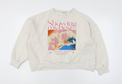 Womens UK Size S Pull&Bear Ivory Pullover Sweatshirt