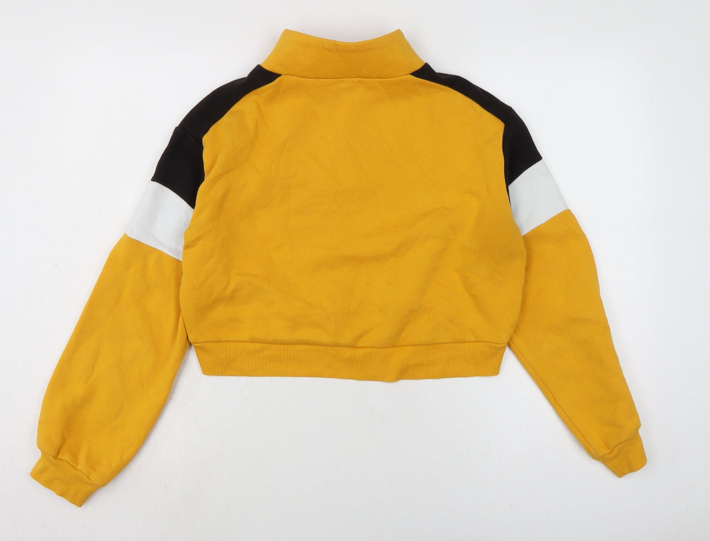 Divided Womens Yellow Cotton Pullover Sweatshirt Size S Zip