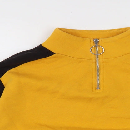Divided Womens Yellow Cotton Pullover Sweatshirt Size S Zip