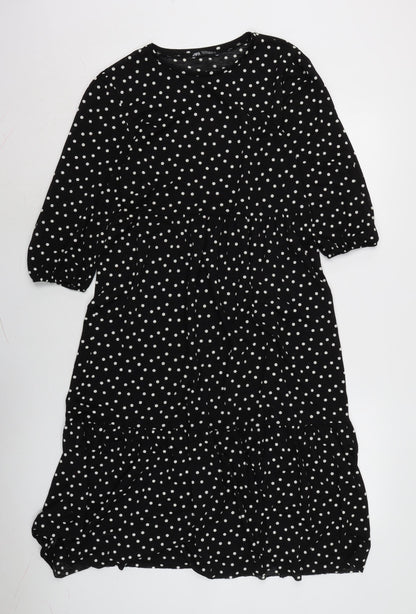 Zara Womens Black Polyester Shift Size S Crew Neck