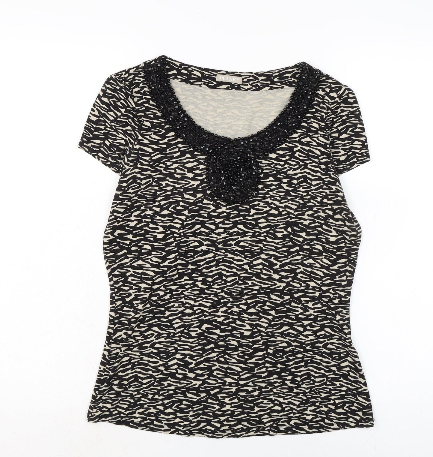 Plantet Womens Black Acrylic Basic T-Shirt Size XS Boat Neck