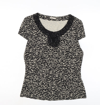 Plantet Womens Black Acrylic Basic T-Shirt Size XS Boat Neck