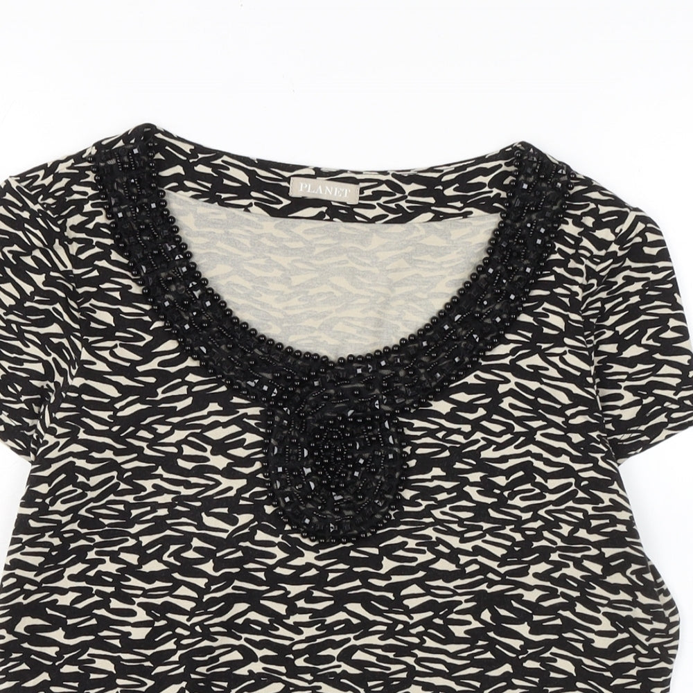 Plantet Womens Black Acrylic Basic T-Shirt Size XS Boat Neck