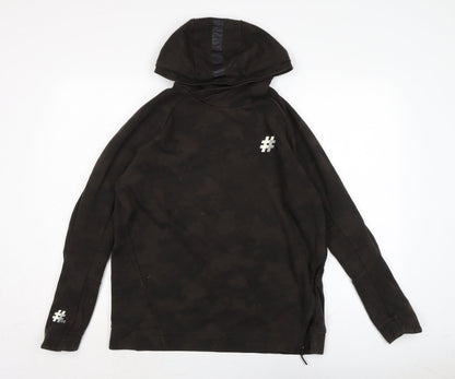 Free The Future Mens Brown Camouflage Cotton Pullover Hoodie Size S - Zip detail to side.