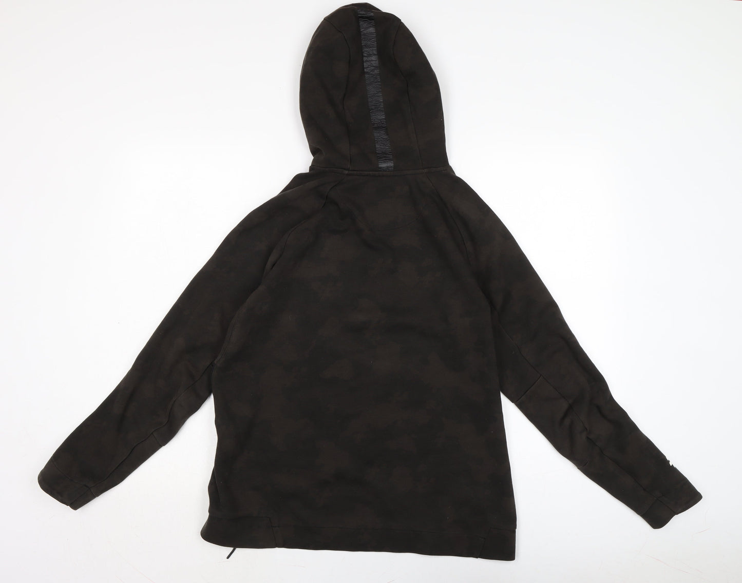 Free The Future Mens Brown Camouflage Cotton Pullover Hoodie Size S - Zip detail to side.