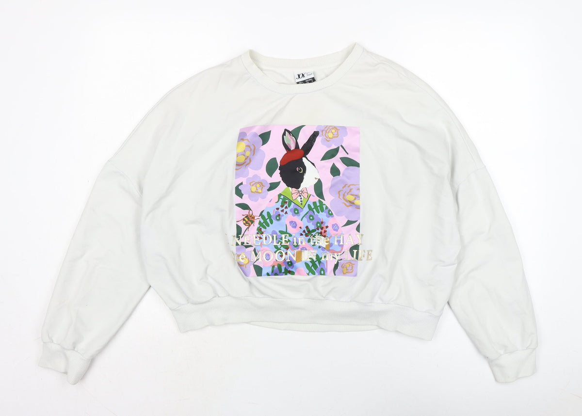 Joy By Lily Womens Grey Cotton Pullover Sweatshirt Size L