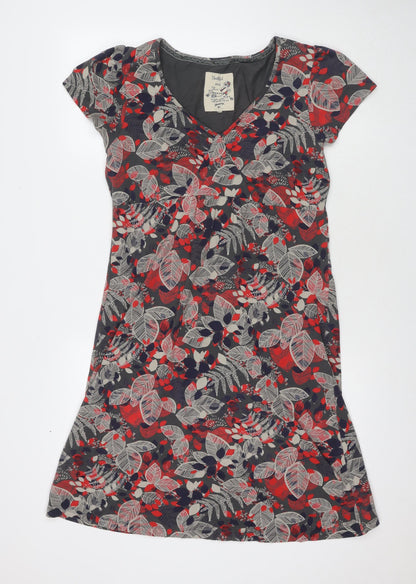 Debenhams Womens Multicoloured Floral Cotton A-Line Size 14 V-Neck Pullover