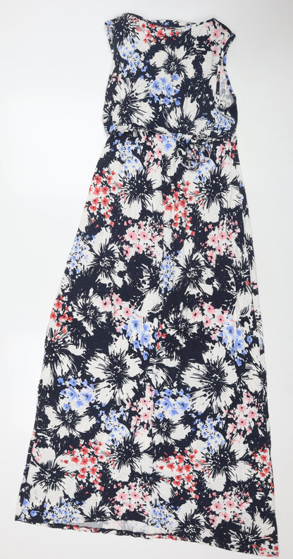 Debenhams Womens Multicoloured Floral Viscose Maxi Size 10 V-Neck Pullover - Beaded Detail