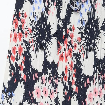 Debenhams Womens Multicoloured Floral Viscose Maxi Size 10 V-Neck Pullover - Beaded Detail