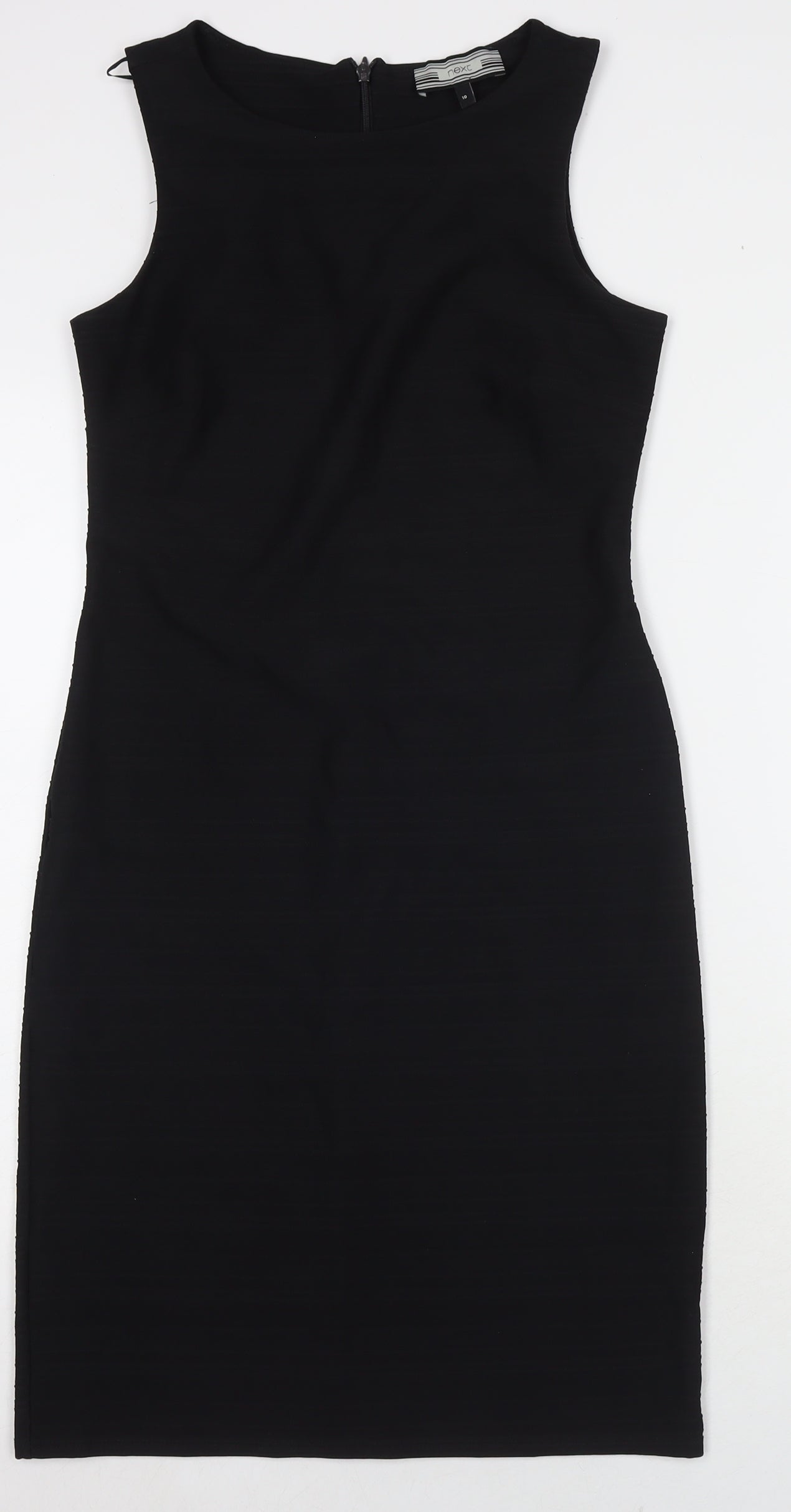 NEXT Womens Black Polyester Tank Dress Size 10 Round Neck Zip