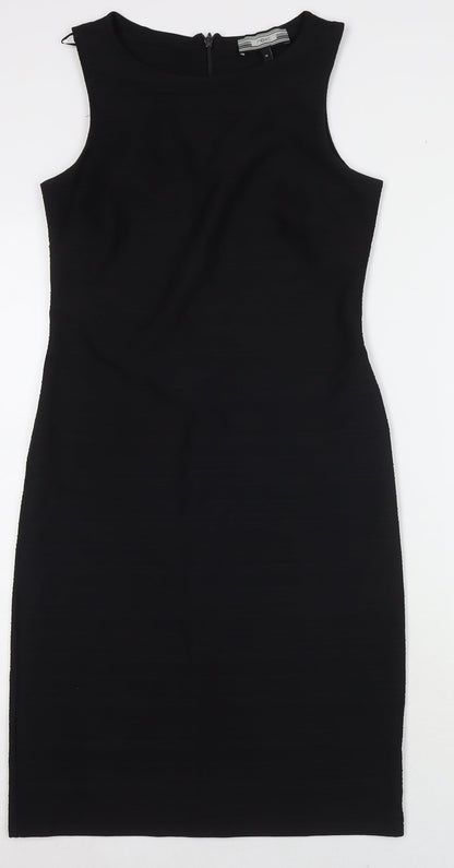 NEXT Womens Black Polyester Tank Dress Size 10 Round Neck Zip