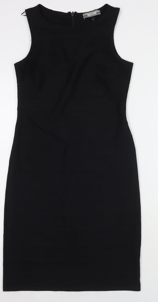 NEXT Womens Black Polyester Tank Dress Size 10 Round Neck Zip