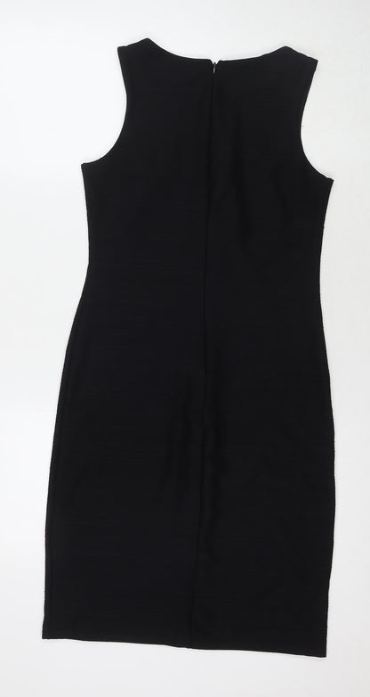 NEXT Womens Black Polyester Tank Dress Size 10 Round Neck Zip