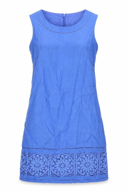 NEXT Womens Blue Linen A-Line Size 8 Round Neck Zip