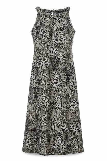 M&Co Womens Grey Animal Print Polyester Maxi Size 10 Round Neck Pullover - Leopard Print