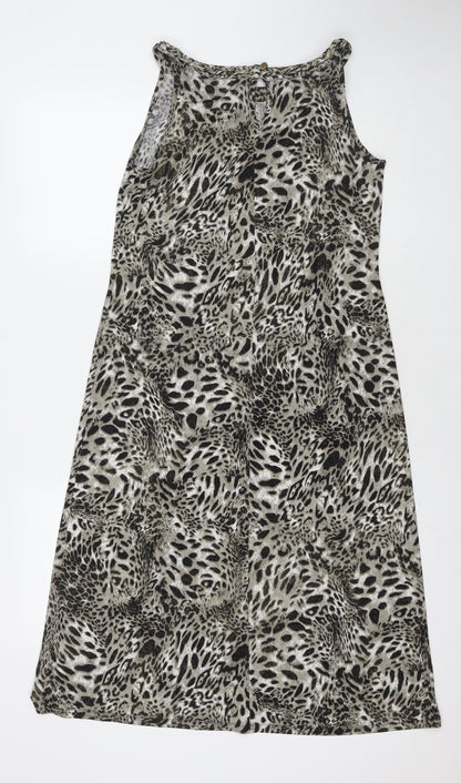 M&Co Womens Grey Animal Print Polyester Maxi Size 10 Round Neck Pullover - Leopard Print