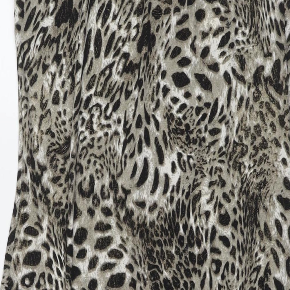 M&Co Womens Grey Animal Print Polyester Maxi Size 10 Round Neck Pullover - Leopard Print