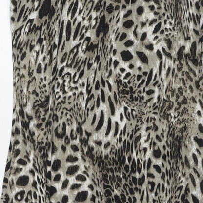 M&Co Womens Grey Animal Print Polyester Maxi Size 10 Round Neck Pullover - Leopard Print