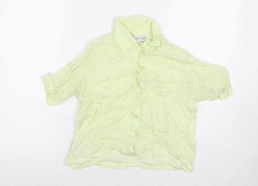 Womens UK Size 12 New Look Yellow Basic Button-Up