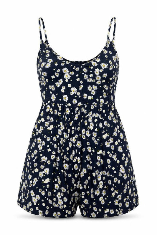 Cotton On Womens Blue Floral Viscose Romper One-Piece Size S L3 in Pullover