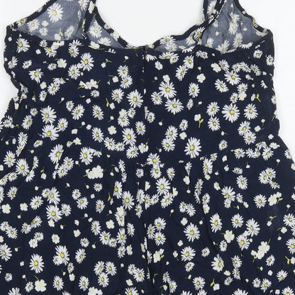 Cotton On Womens Blue Floral Viscose Romper One-Piece Size S L3 in Pullover