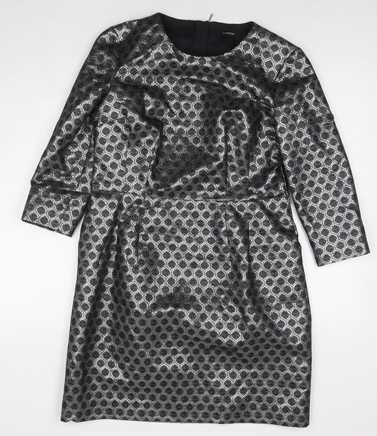 Autograph Womens Silver Polyester A-Line Size 12 Round Neck Pullover