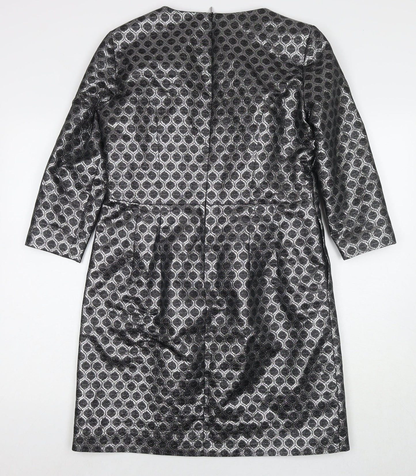 Autograph Womens Silver Polyester A-Line Size 12 Round Neck Pullover