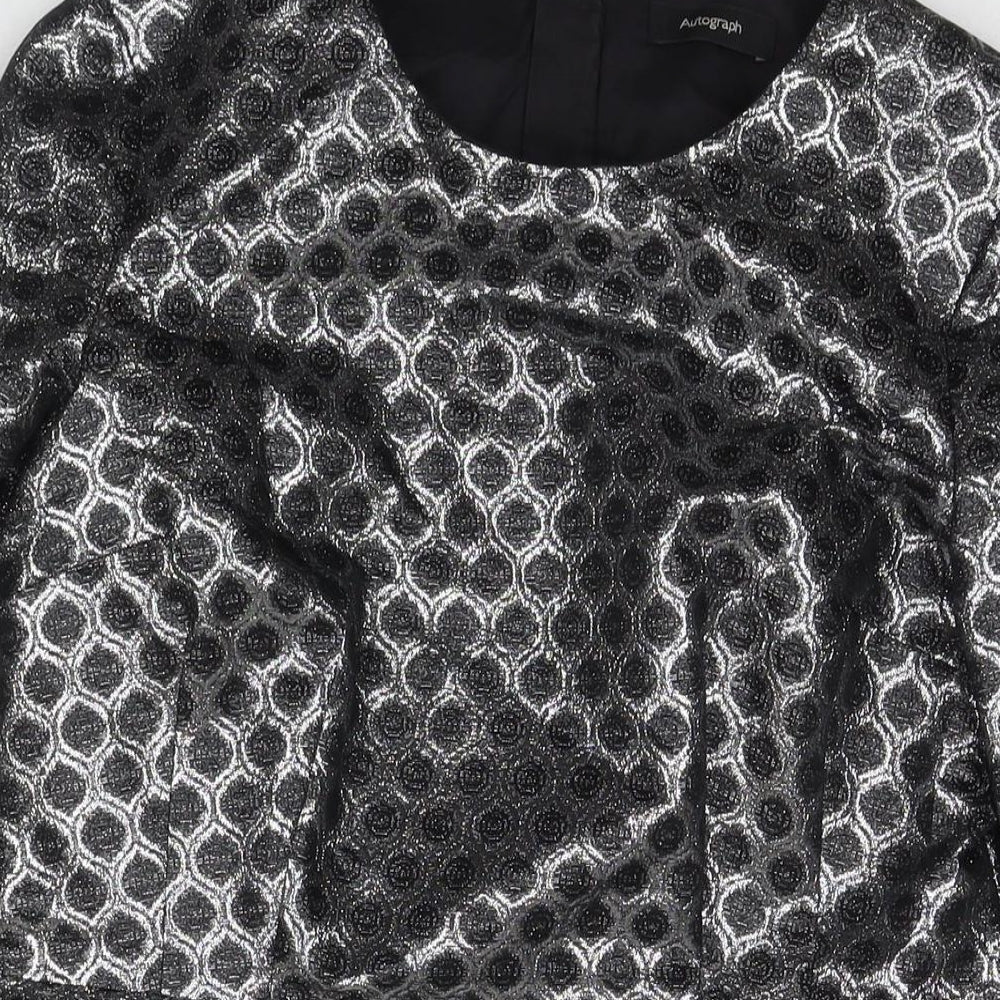 Autograph Womens Silver Polyester A-Line Size 12 Round Neck Pullover