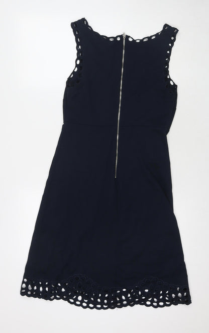 Marks and Spencer Womens Blue Viscose A-Line Size 10 Round Neck Pullover
