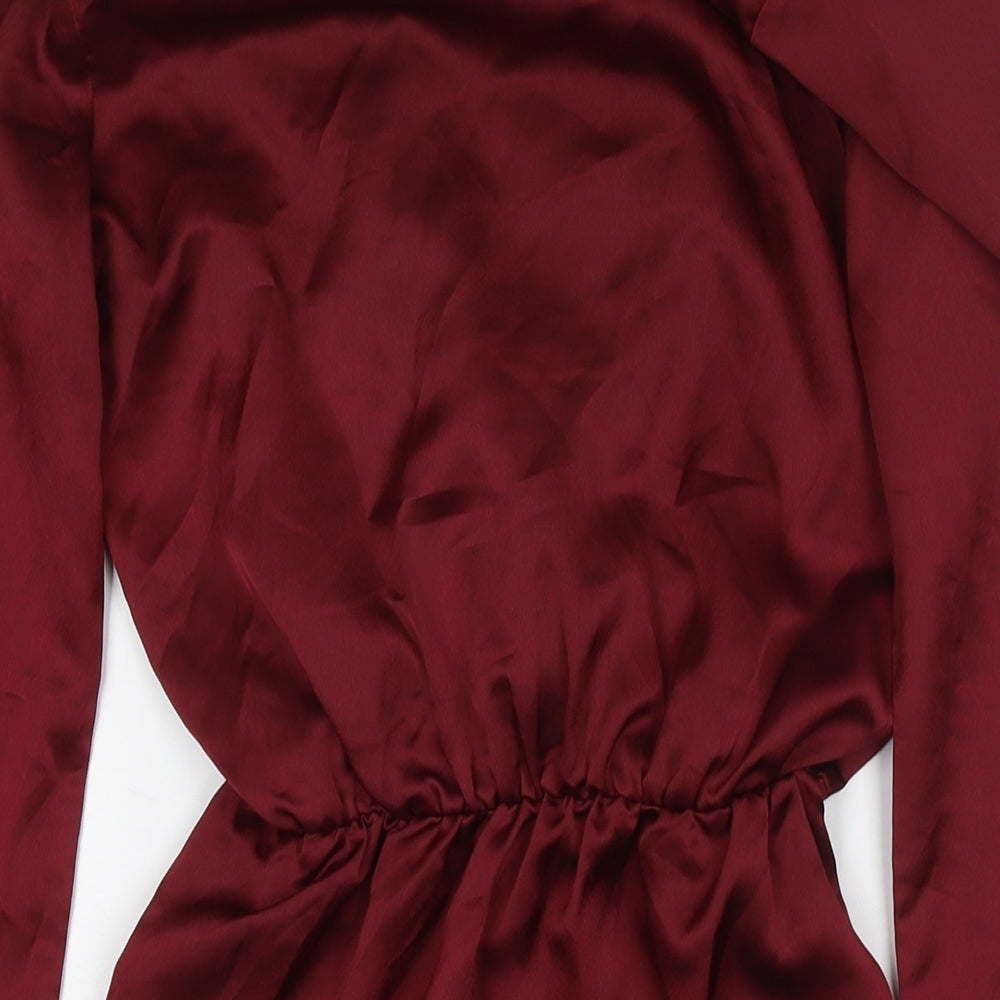 PRETTYLITTLETHING Womens Red Polyester A-Line Size 6 Collared Pullover