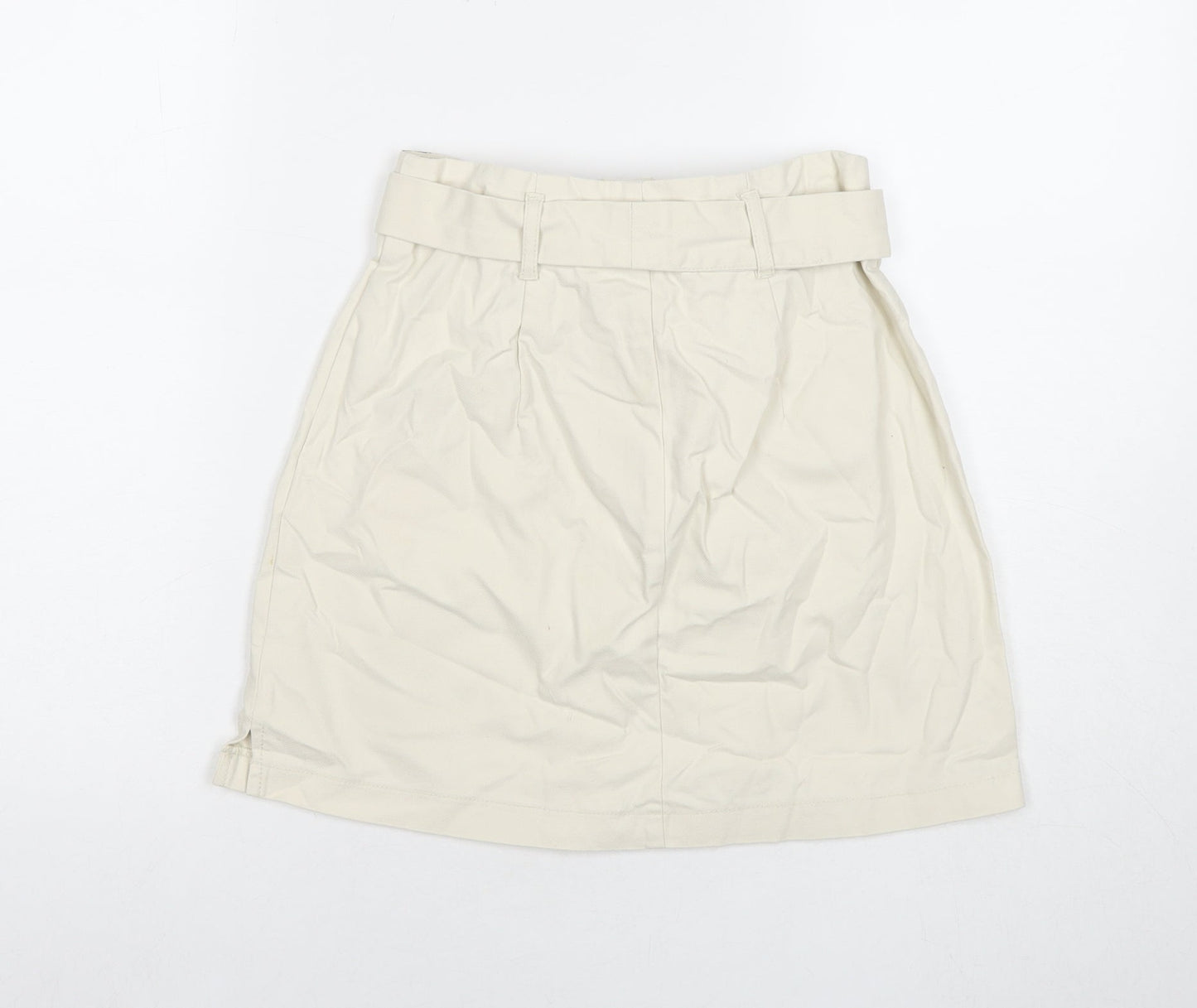 Miss Selfridge Womens Beige Cotton A-Line Skirt Size 8 Button