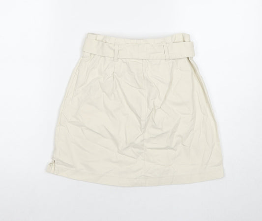 Miss Selfridge Womens Beige Cotton A-Line Skirt Size 8 Button