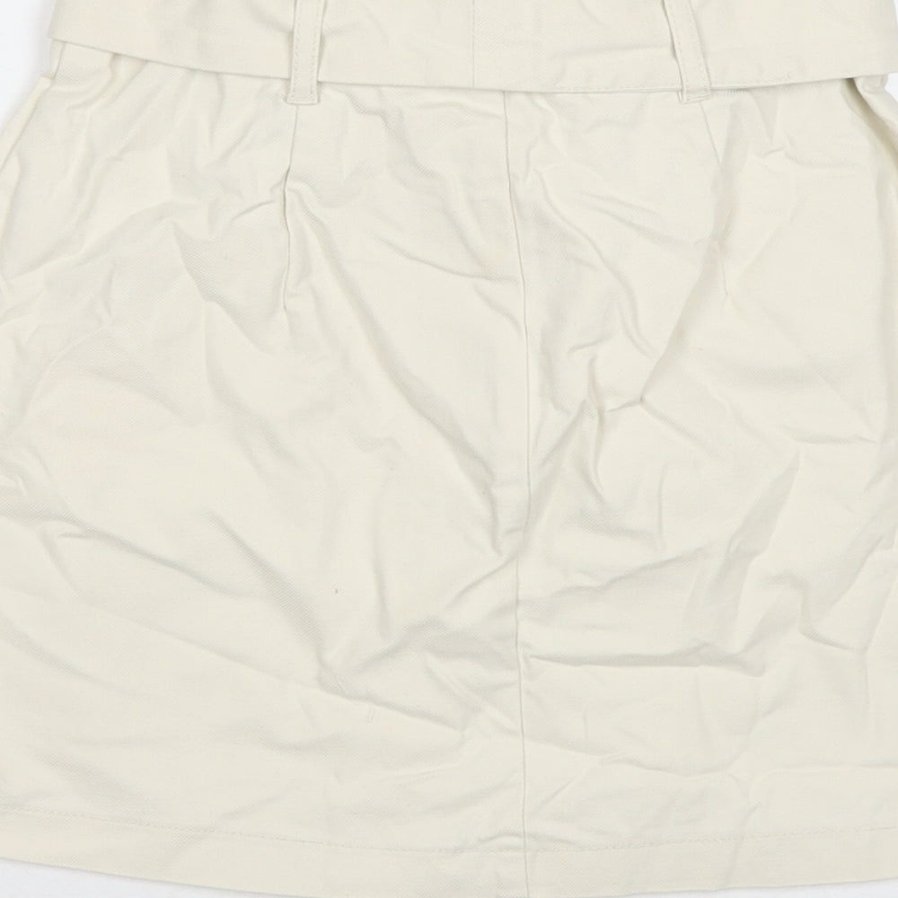 Miss Selfridge Womens Beige Cotton A-Line Skirt Size 8 Button