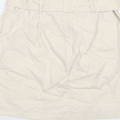 Miss Selfridge Womens Beige Cotton A-Line Skirt Size 8 Button