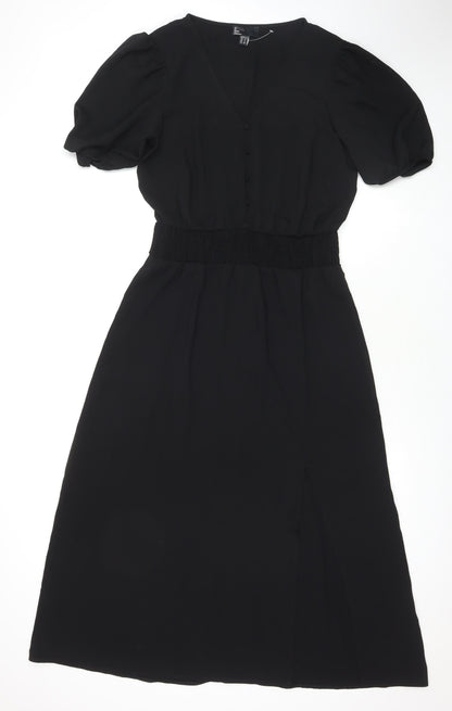 Friends Like These Womens Black Polyester Maxi Size 12 V-Neck Pullover - Side Slit(s)