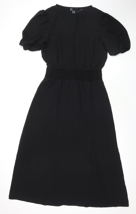 Friends Like These Womens Black Polyester Maxi Size 12 V-Neck Pullover - Side Slit(s)