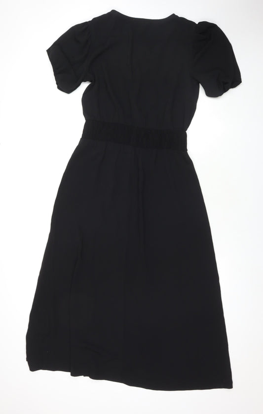 Friends Like These Womens Black Polyester Maxi Size 12 V-Neck Pullover - Side Slit(s)