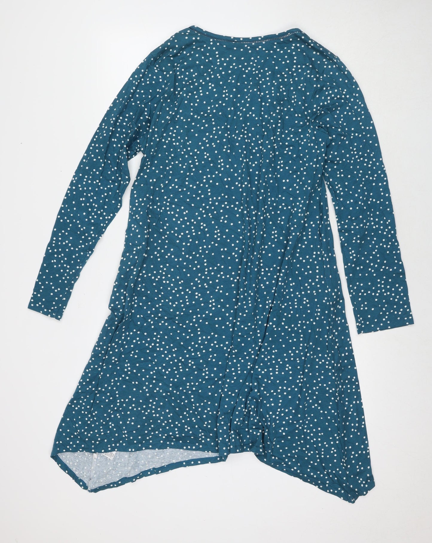 Carole Hochman Womens Blue Polka Dot Viscose A-Line Size M V-Neck Pullover