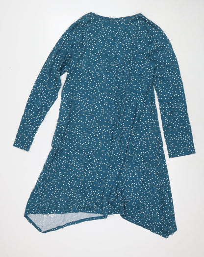Carole Hochman Womens Blue Polka Dot Viscose A-Line Size M V-Neck Pullover