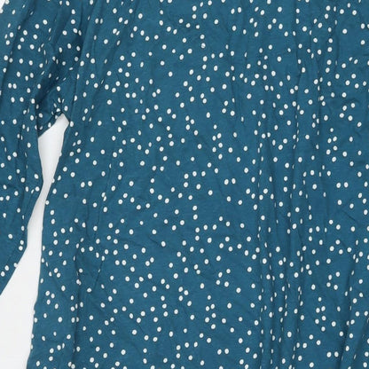 Carole Hochman Womens Blue Polka Dot Viscose A-Line Size M V-Neck Pullover