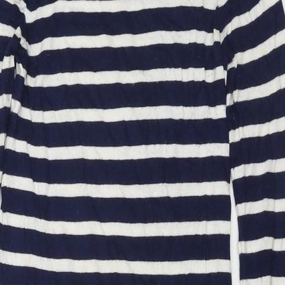 JoJo Maman Bébé Womens Blue Striped Cotton Maxi Size XS Round Neck Pullover